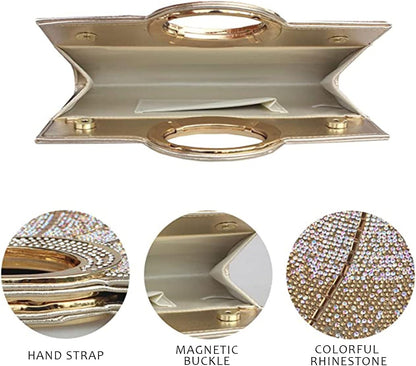 Clutch Purses for Women Rhinestone Evening Bag Wedding Party Cocktail Purses Handbags,Gold.